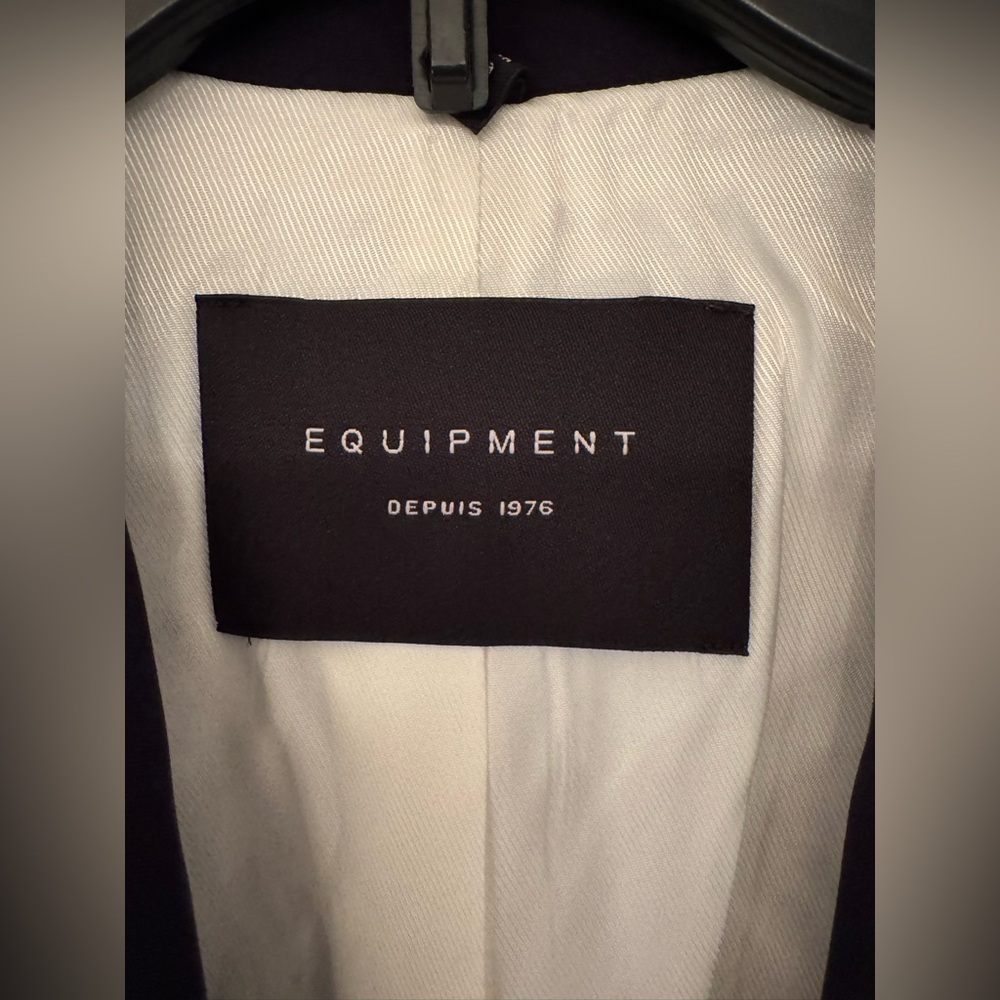 Equipment Quincy Blazer Nature White Eclipse Black Lapel & Trim Women’s Size 6 - Picture 7 of 16